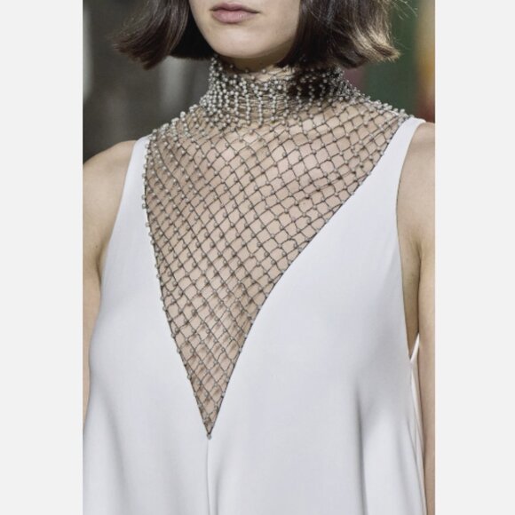 Brand New Mare Mare Crystal-Mesh Insert V-Neck Sleeveless Blouse - Picture 7 of 7